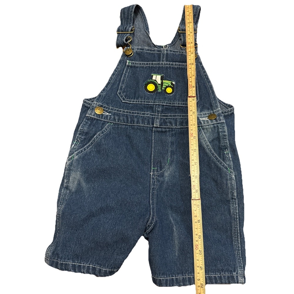 John Deere Toddler Denim Bib Overalls Logo Size 4T Shorts Country Tractor Boys - Picture 7 of 7
